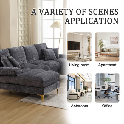 Modular Sofa Double Chaise With Chenille Fabric