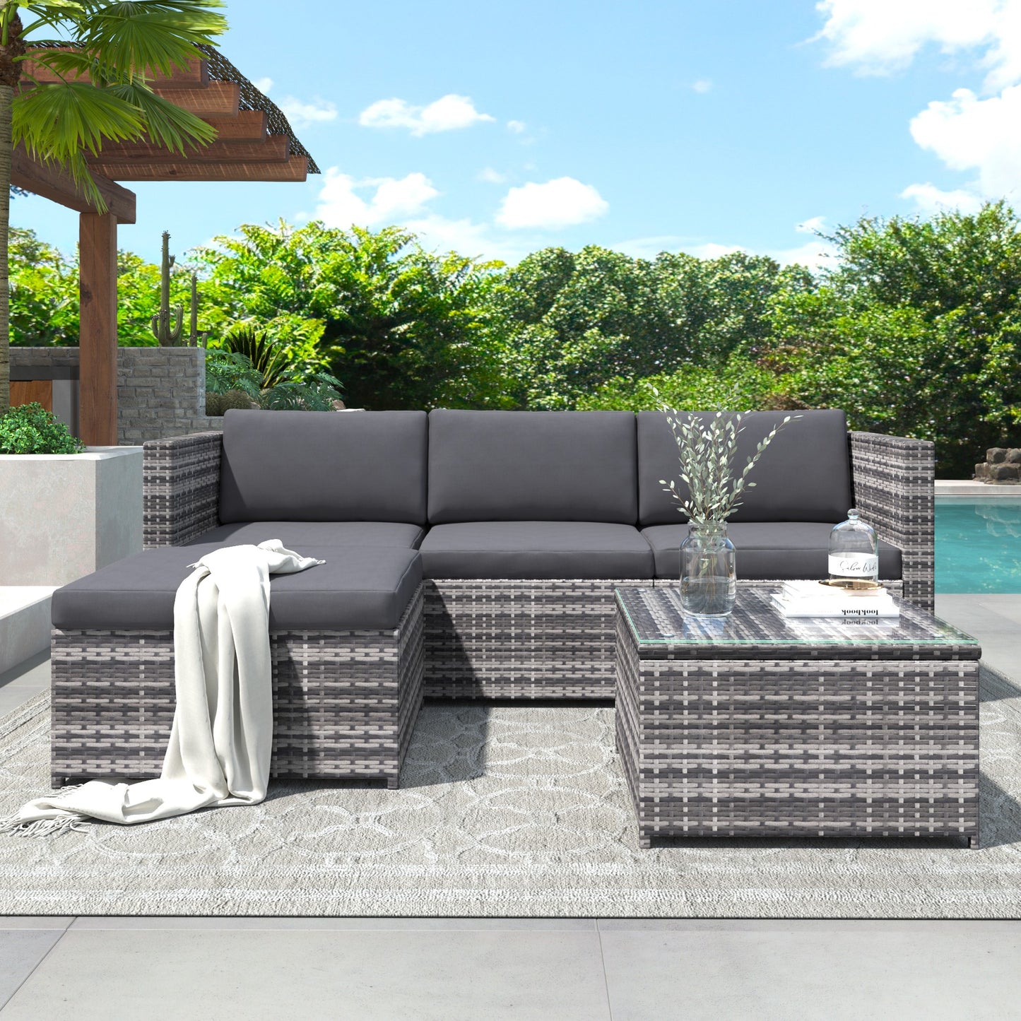 Garden Corner Sofa Rattan Patio Set Garden