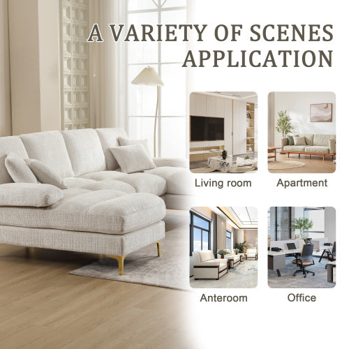 Modular Sofa Double Chaise With Chenille Fabric