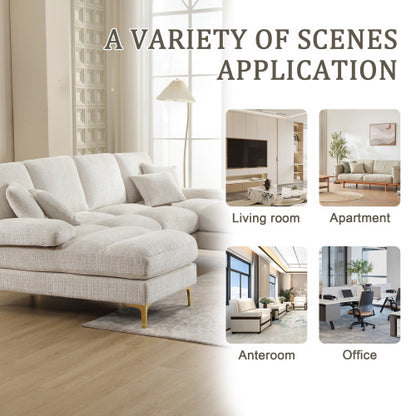 Modular Sofa Double Chaise With Chenille Fabric