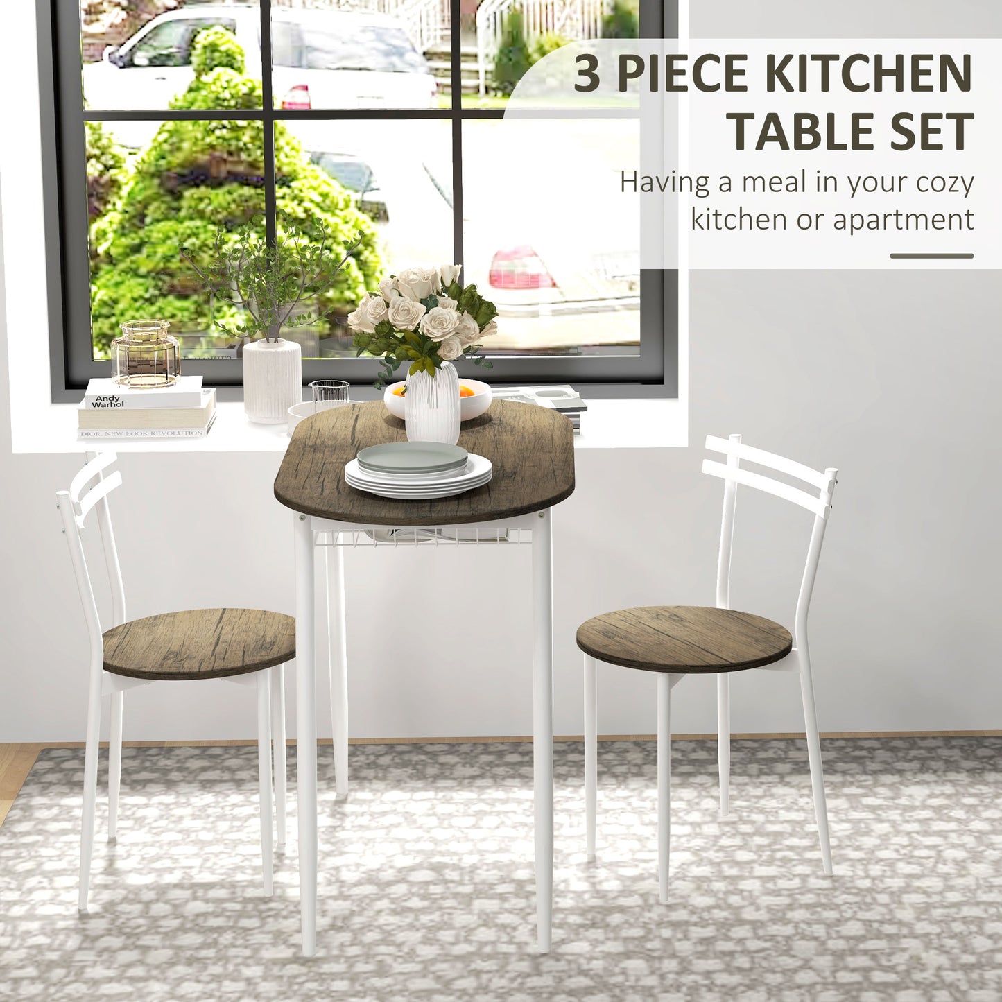 Dining Table And Chairs Set 3-Piece