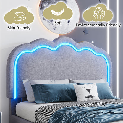 Grey Linen Single Bed 3ft with LED Lights