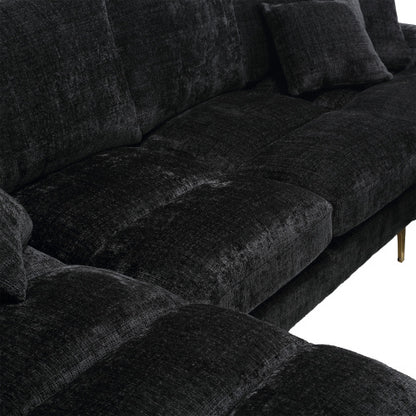 Modular Sofa Double Chaise With Chenille Fabric