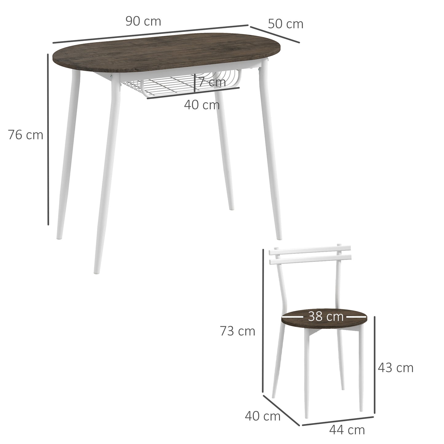 Dining Table And Chairs Set 3-Piece