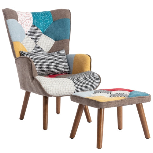 Multi colour Wingman Lounge Chair With Footrest