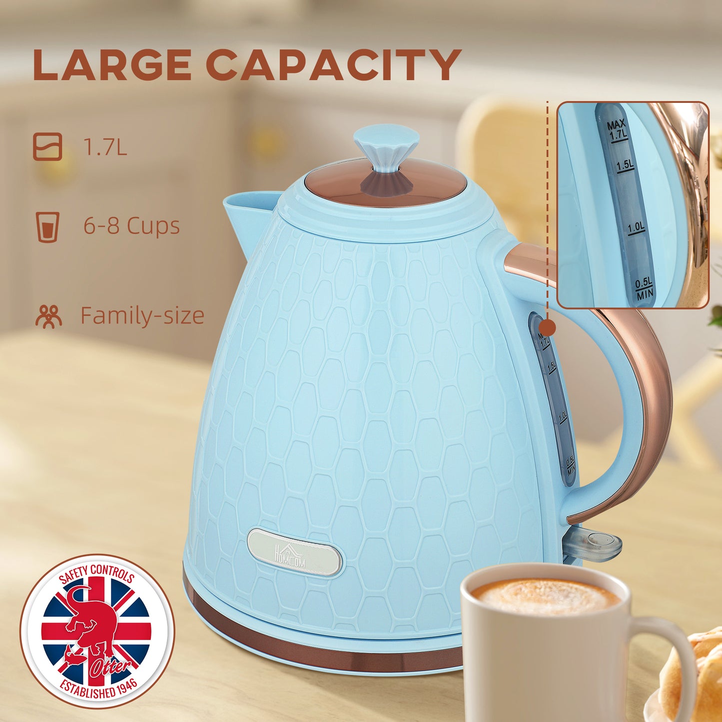3kW Rapid Boil Honeycomb Kettle - Light Blue