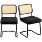 2 Set of Black Velvet Rattan Dining Chairs